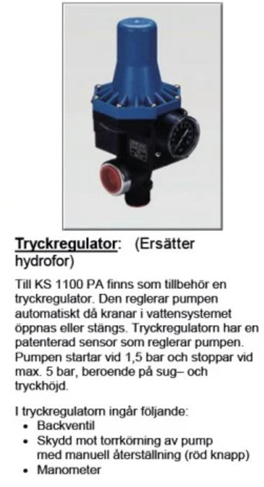 Trykkregulator for saltvannspumpe