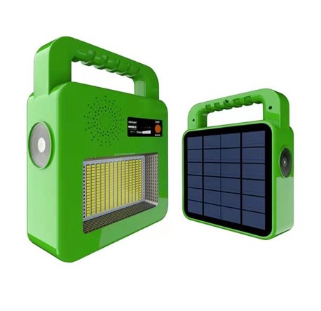 Portabel LED solcellelampe med USB og høyttaler