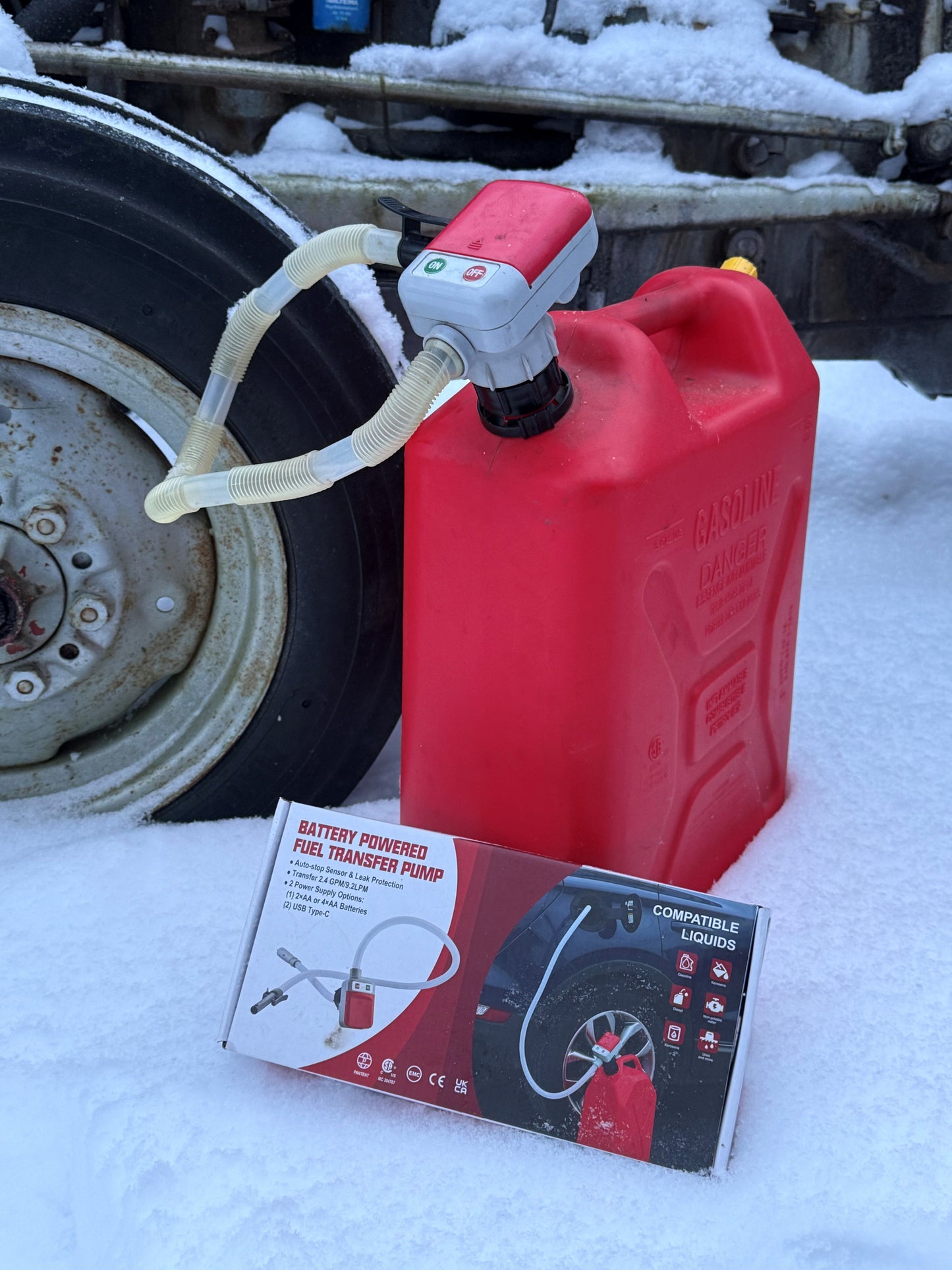 Batteridrevet drivstoffpumpe for kanne