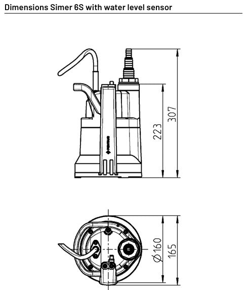 Lensepumpe lavtgående SIMER 6S 230V